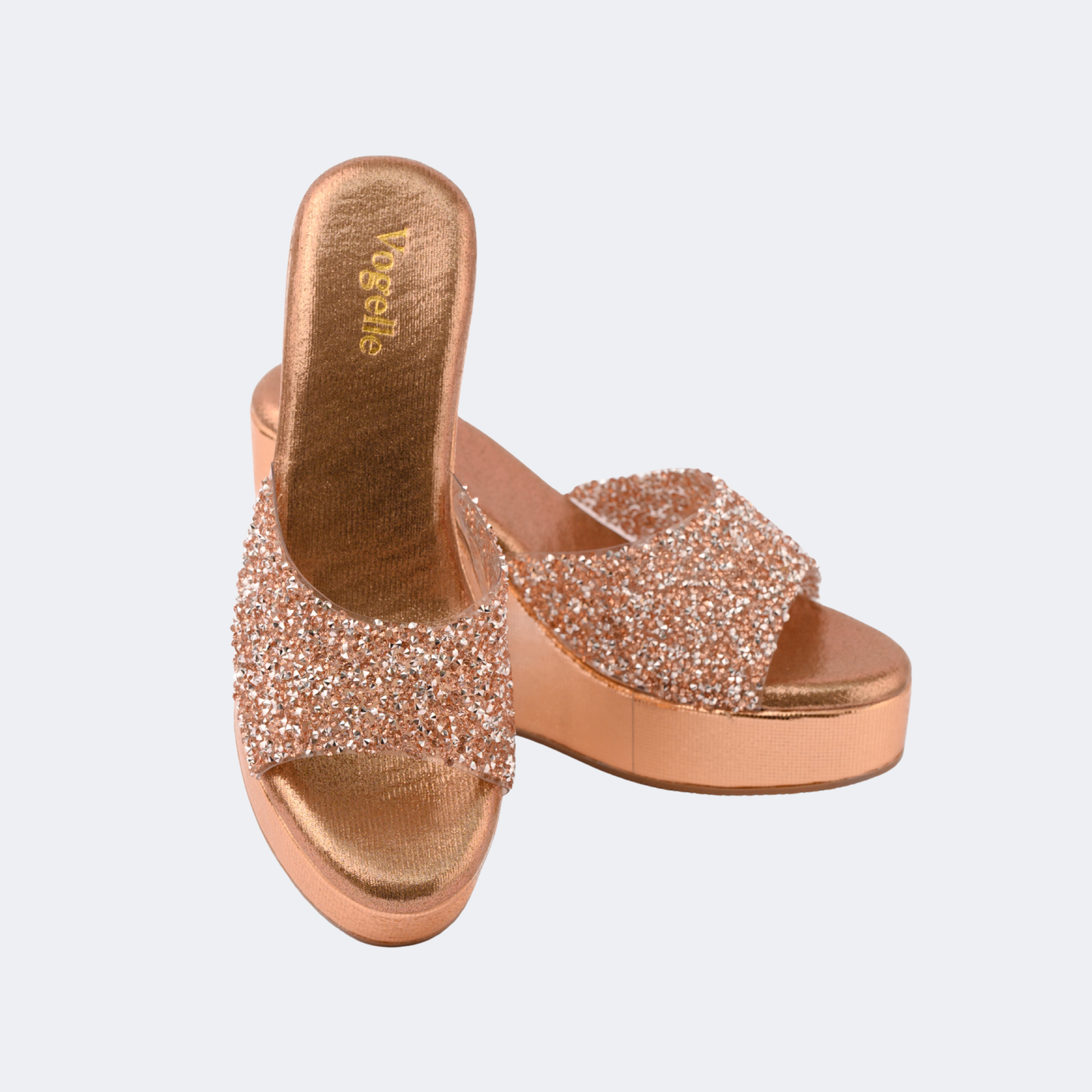 Embellished Platform Wedge Slip-On Heels