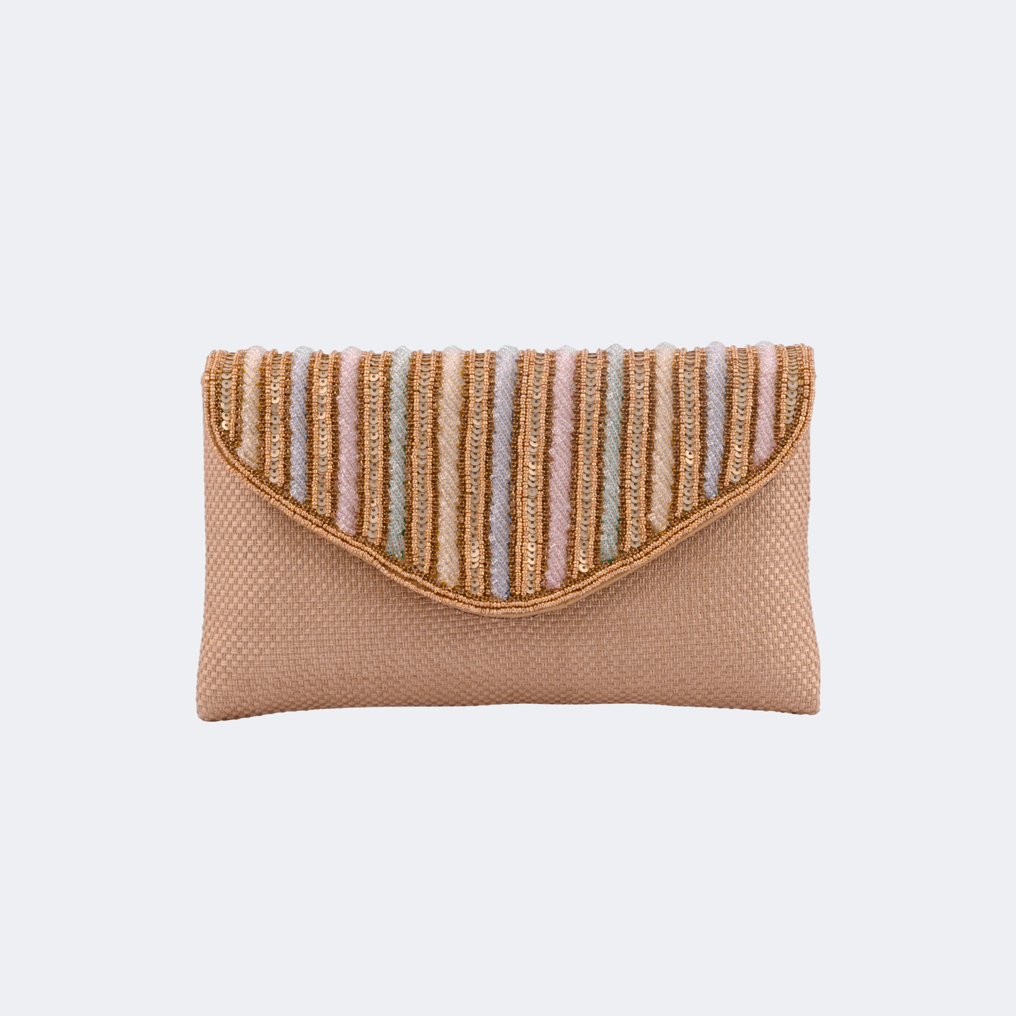 Textured Stripe Flap Envelope Clutch Evening Bag
