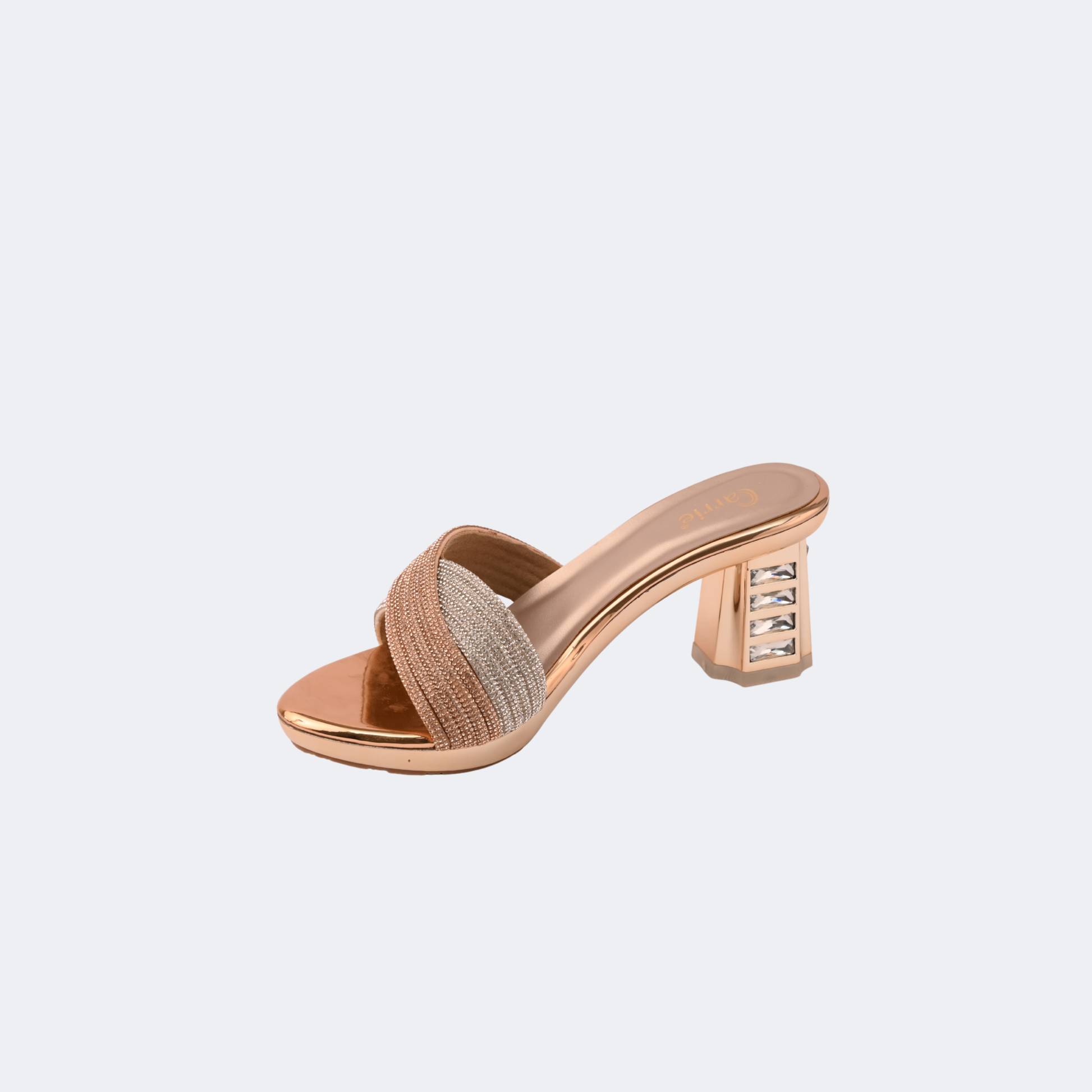 Beige sandal with a high heel on a light gray background | Vogelle