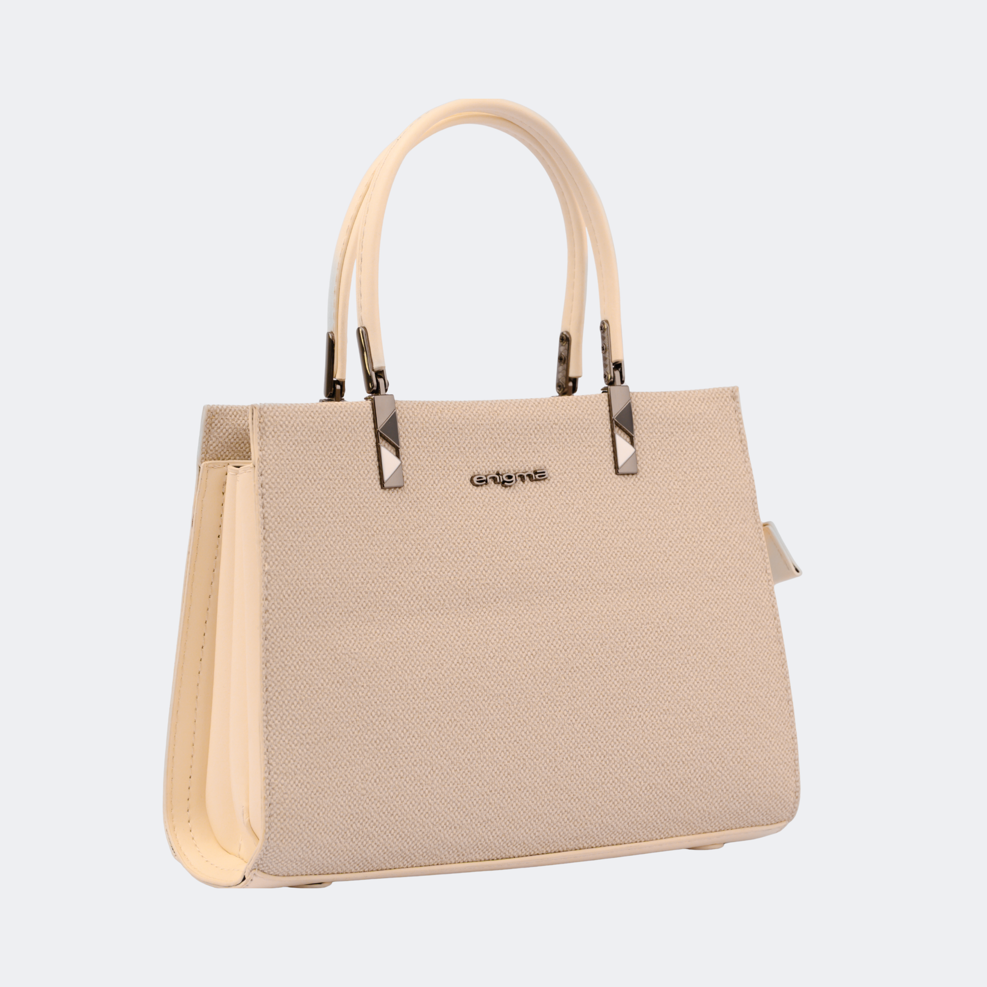 Beige handbag with a visible brand logo on a light gray background | Vogelle
