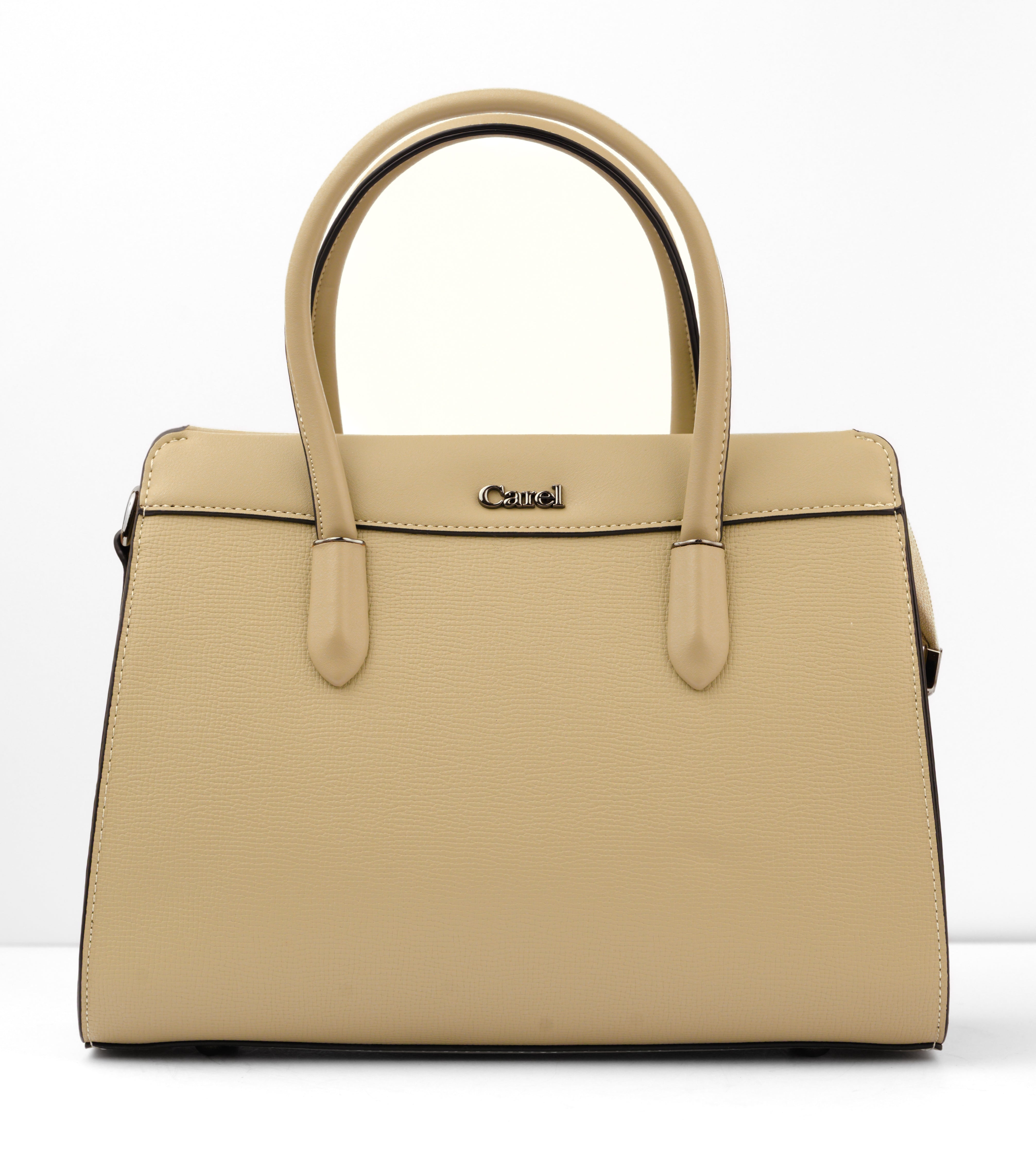 Beige handbag with a visible brand logo on a white background | Vogelle