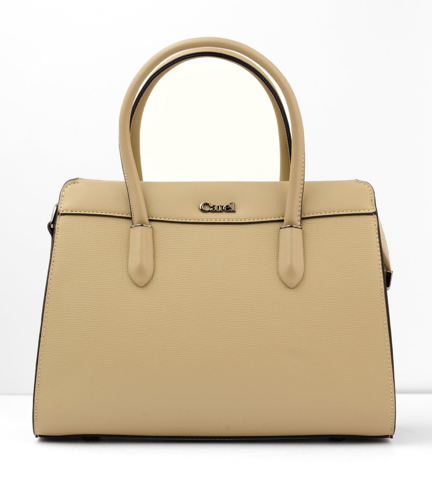 Beige handbag with a visible brand logo on a white background | Vogelle