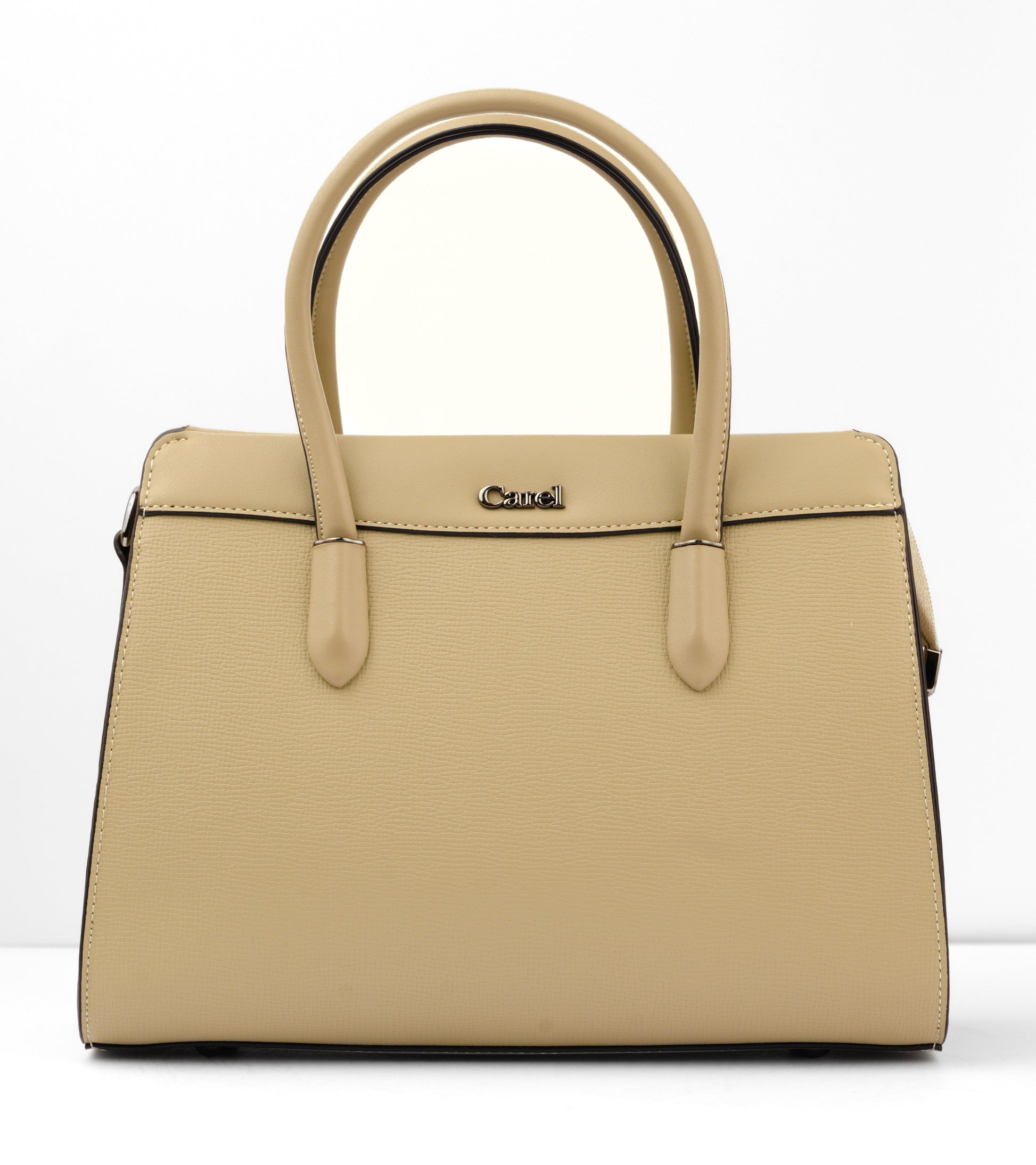 Beige handbag with a visible brand logo on a white background | Vogelle